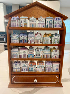 Vintage 1989 Lenox Spice Village complete 24 set with Wooden display rack shelf