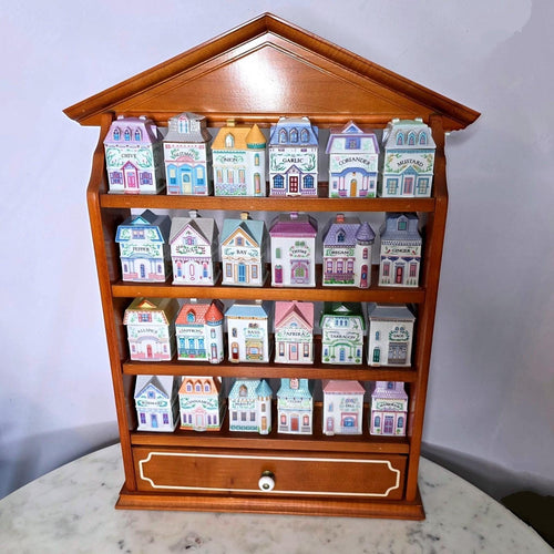 Lenox Spice Village Set Porcelain House 24 Jars with Wooden Rack 1989 Complete