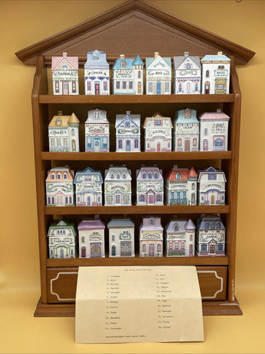 1989 LENOX Spice Village  Porcelain Complete Set (24) Wooden Display Rack!,