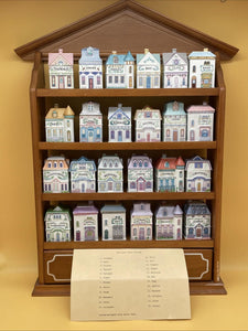 1989 LENOX Spice Village  Porcelain Complete Set (24) Wooden Display Rack!,