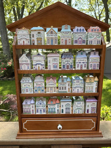 Lenox Spice Village 1989 Vintage Set with Wooden House Rack and 24 Jars