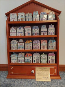 Vintage 1989 Lenox Spice Village Complete 24 Jar Set & Wooden Display Rack COA